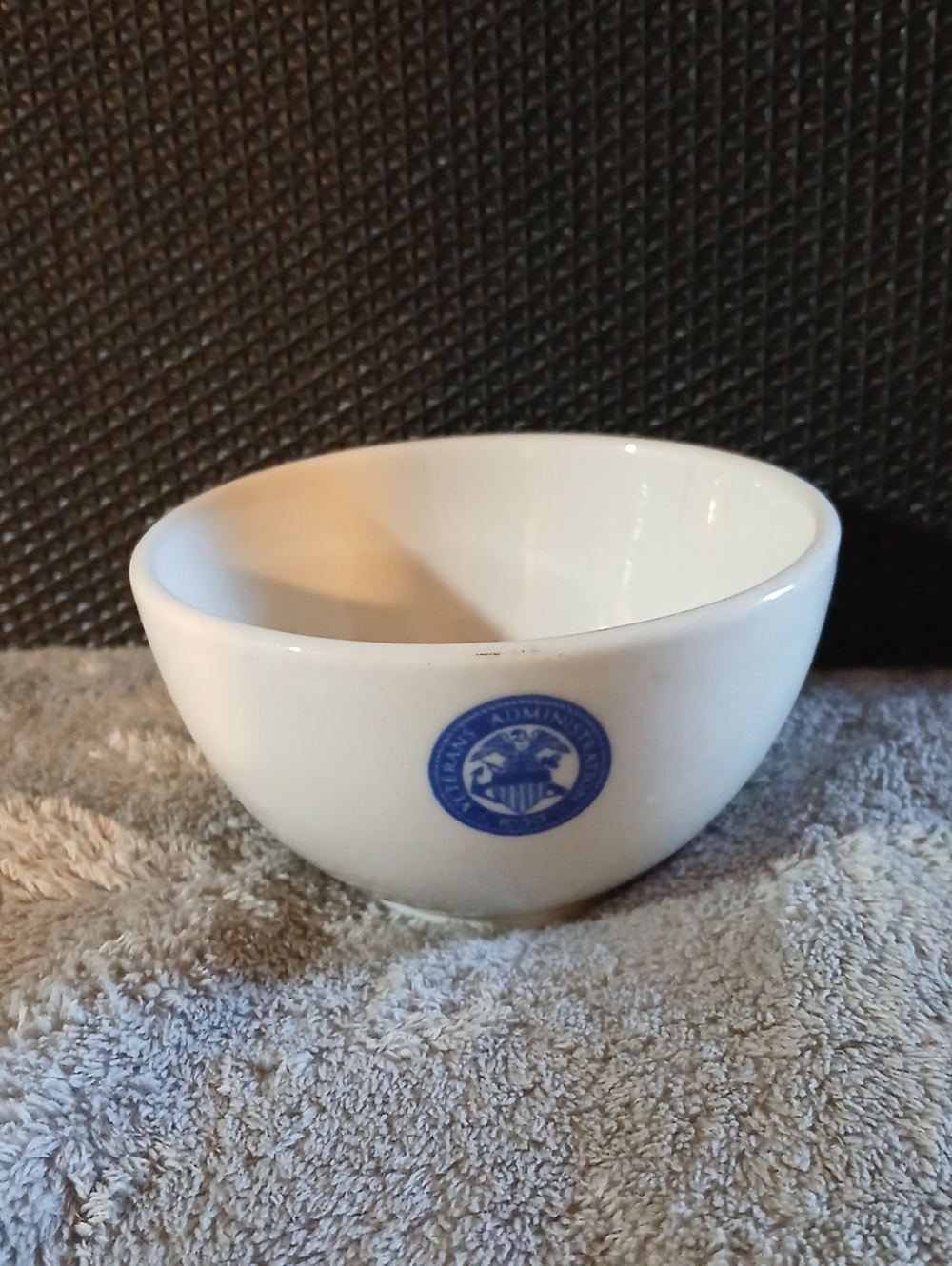 Vintage 1930's Veteran Admin. White Ceramic Bowl with Blue Seal - Home Dining